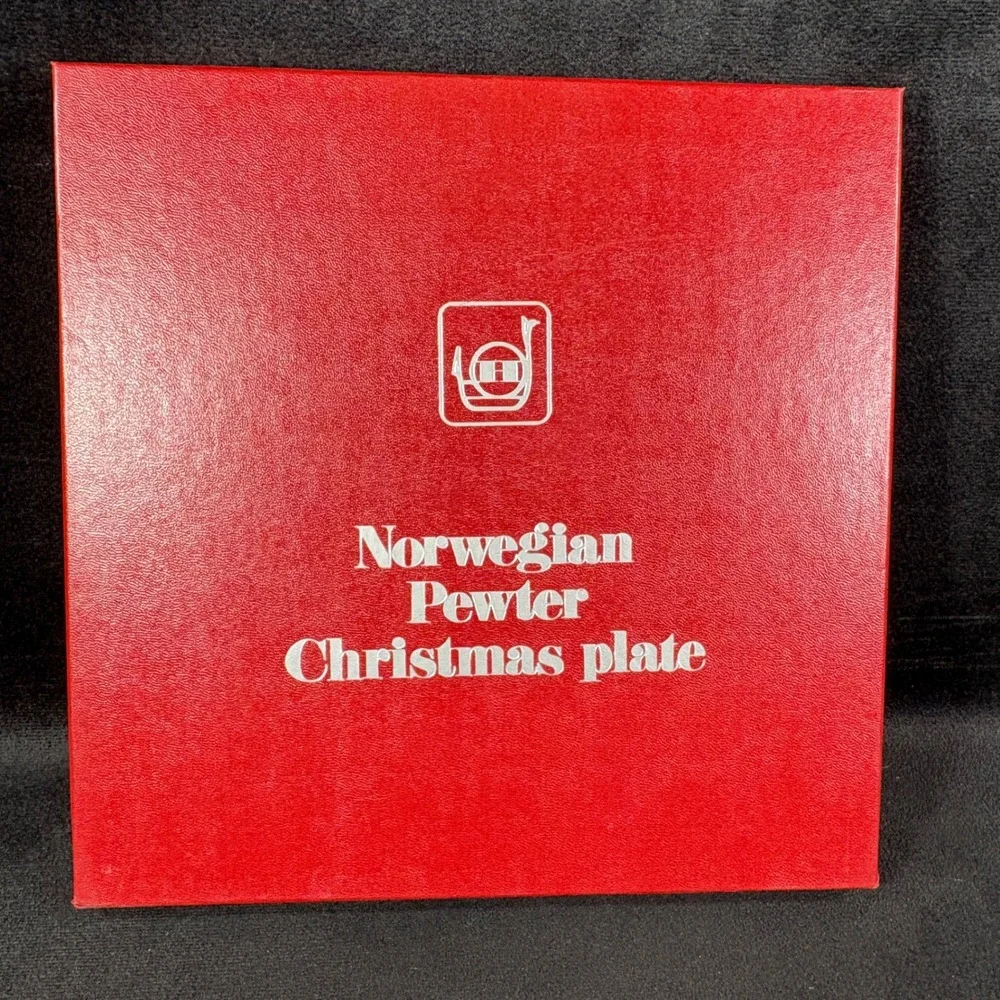 A. Holthe Norway Pewter Plate‎ Julen 1979 Christmas Plate 7th Edition Tags Box